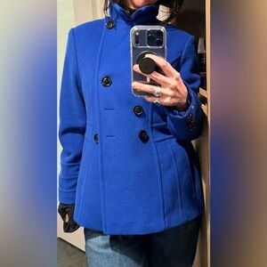 St. John's Bay Royal Blue Pea Coat wool and cashmere